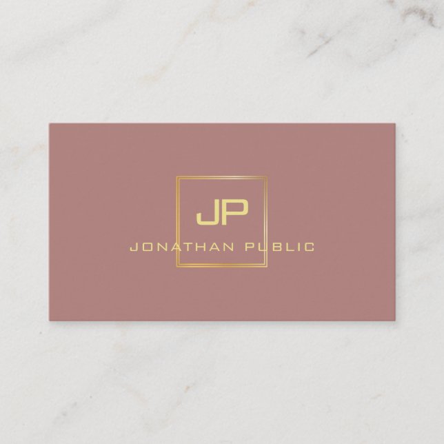 Carte De Visite Monogramme professionnel moderne Elégant Gold Look (Devant)