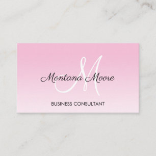 Carte De Visite Monogramme Professionnel Moderne Élégant Rose Blan