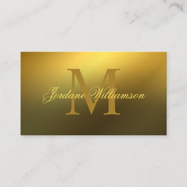 Carte De Visite Monogramme professionnel moderne Gold Gradient (Devant)