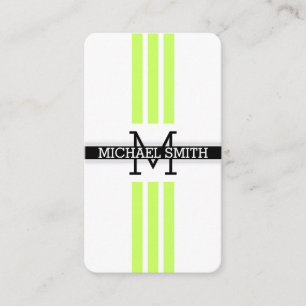 Carte De Visite Monogramme professionnel Moderne Lune Vert rayures