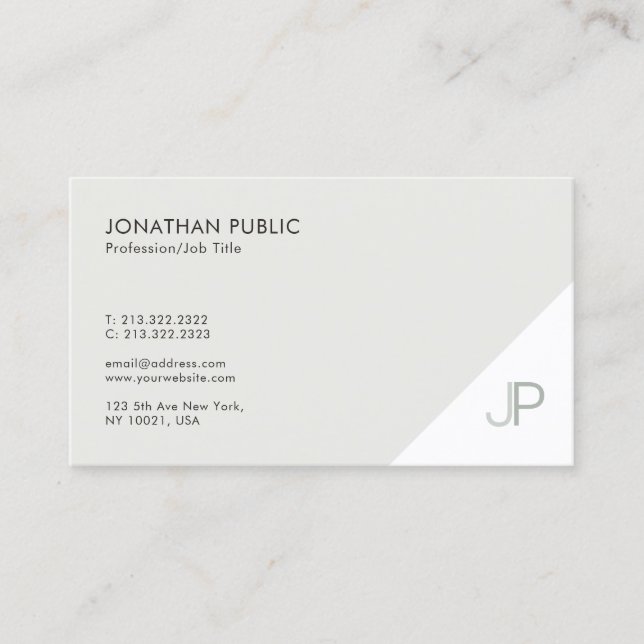 Carte De Visite Monogramme professionnel moderne Simple Chic Plain (Devant)