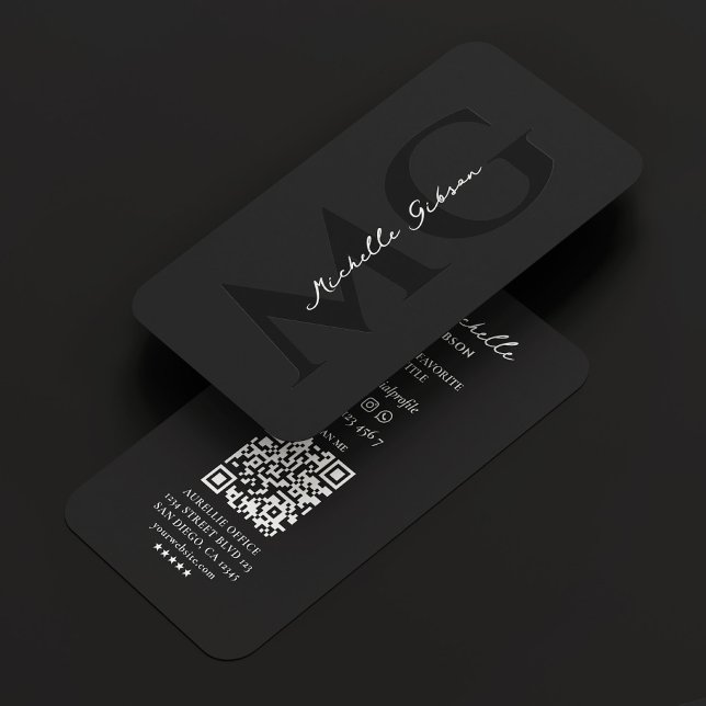 Carte De Visite Monogramme professionnel noir blanc moderne (Marketing Monogram Professional Black White Modern Business Card
)