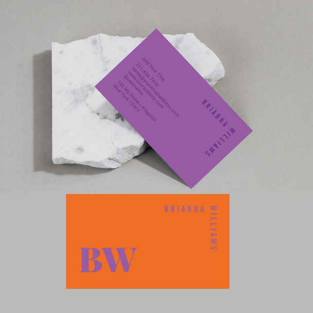 Carte De Visite Monogramme professionnel orange moderne orange vio (Créateur téléchargé)