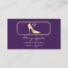 Carte De Visite Monogramme Purple Golden Frame Chaussures Talons O