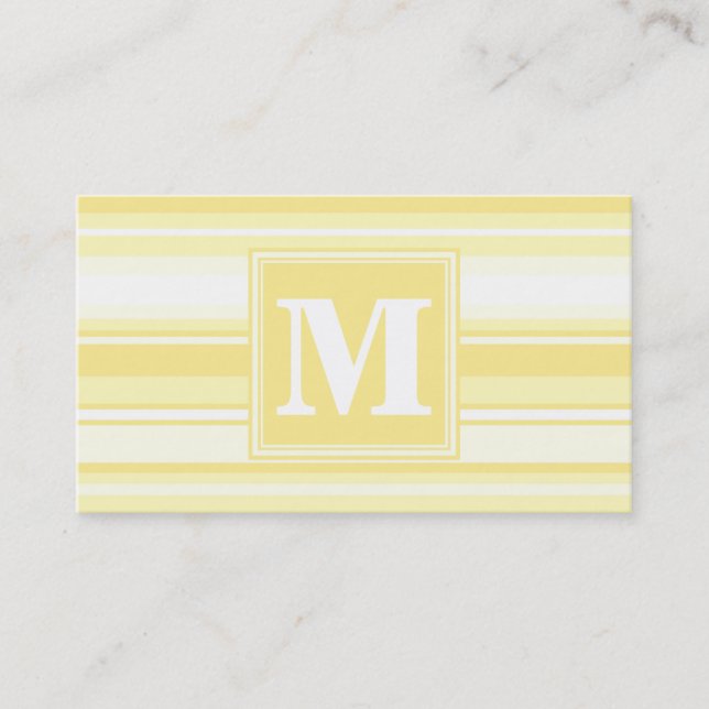 Carte De Visite Monogramme rayures jaunes citron (Devant)