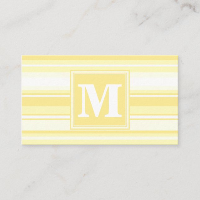 Carte De Visite Monogramme rayures jaunes citron (Devant)
