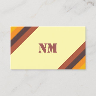 Carte De Visite Monogramme Rayures Rétro Élégant