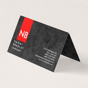Carte De Visite Monogramme Red Grey Motif Moderne Consultant