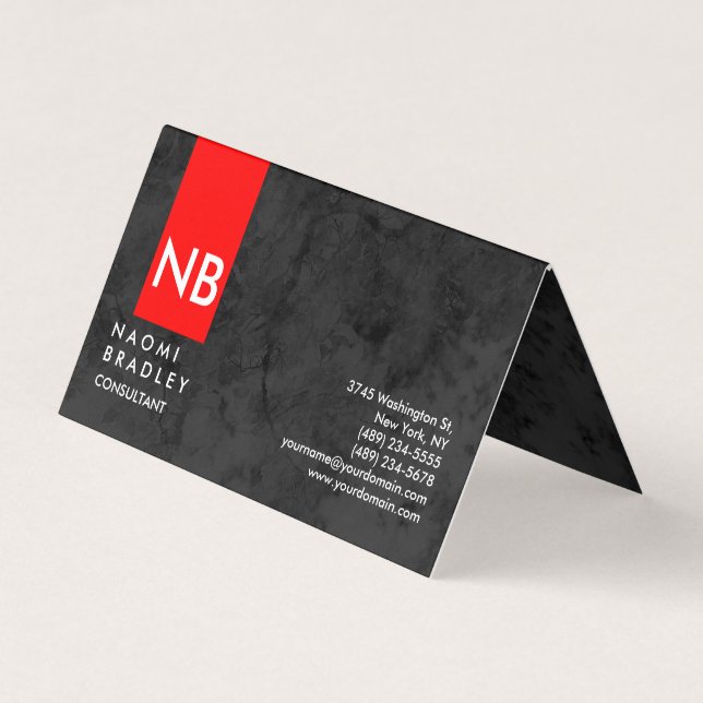 Carte De Visite Monogramme Red Grey Motif Moderne Consultant (Devant)
