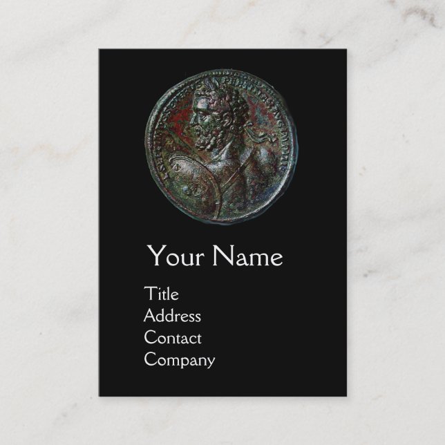 CARTE DE VISITE MONOGRAMME ROMAIN ANTIQUE SÉVERUS BRONZE MEDALLION (Devant)