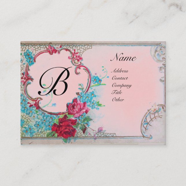 CARTE DE VISITE MONOGRAMME ROMANTIQUE (Devant)
