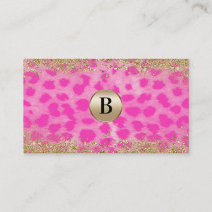 Carte De Visite Monogramme rose de parties scintillantes d'or
