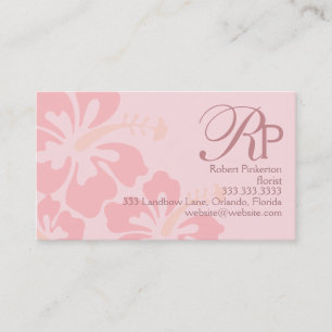 Carte De Visite Monogramme rose floral professionnel
