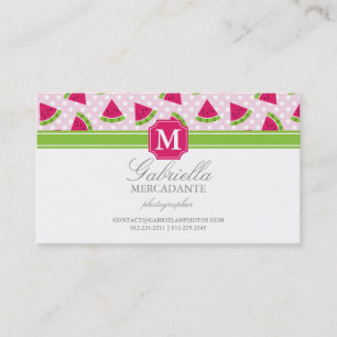 Carte De Visite Monogramme rose mignon de Chevron de pois de