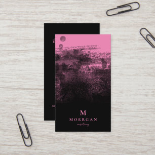 Carte De Visite Monogramme rose noir professionnel