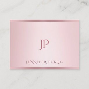 Carte De Visite Monogramme Rose or Modèle moderne minimaliste