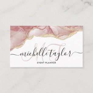 Carte De Visite Monogramme rose tendance Salon de maquillage Busi