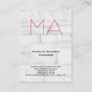 Carte De Visite Monogramme rouge de mur gris professionnel unique 