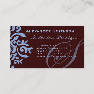 Carte De Visite Monogramme S Brown et bleu