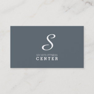 Carte De Visite Monogramme simple (gris ardoise bleu)