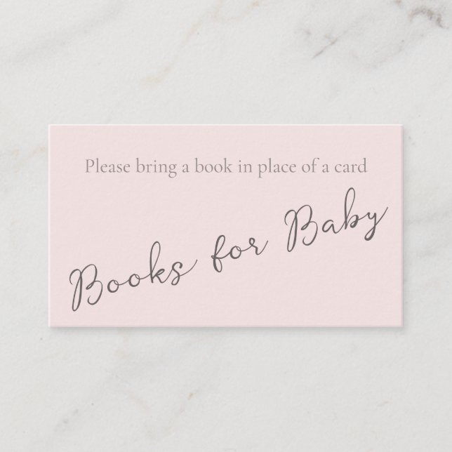 Carte De Visite Monogramme simple Misty Rose Book pour Baby shower (Devant)