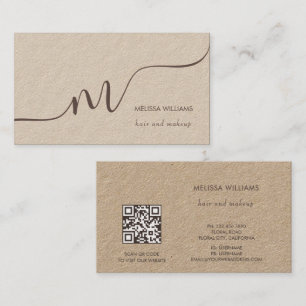 Carte De Visite Monogramme Simple Rustique