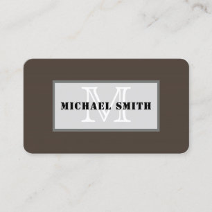 Carte De Visite Monogramme simple Taupe foncé Arrière - plan