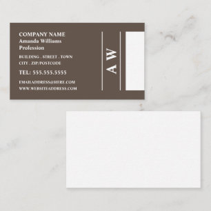 Carte De Visite Monogramme simpliste, minimaliste