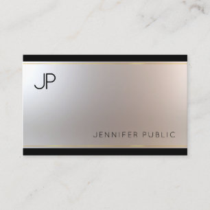 Carte De Visite Monogramme sophistiqué Glamour or argent unique