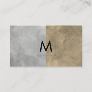 Carte De Visite Monogramme Sophistiqué Sepia Gris Blocs de couleur