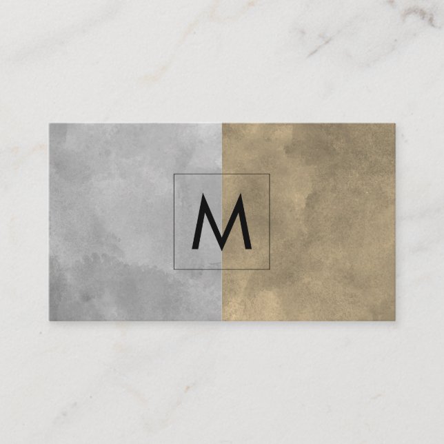 Carte De Visite Monogramme Sophistiqué Sepia Gris Blocs de couleur (Devant)