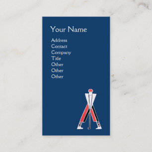 CARTE DE VISITE MONOGRAMME STYLISÉ BLEU ROUGE DE GOLFEUR, MONITEUR