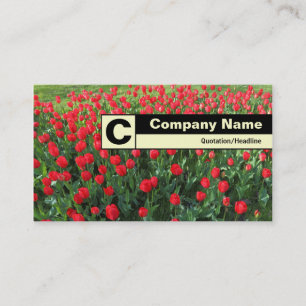 Carte De Visite Monogramme sur arête - Lit de tulipes rouges 01