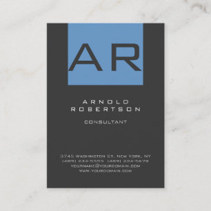 Carte de visite Monogramme tendance bleu élégant