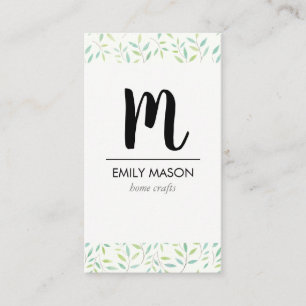 Carte De Visite Monogramme tendance / Feuilles et succursales