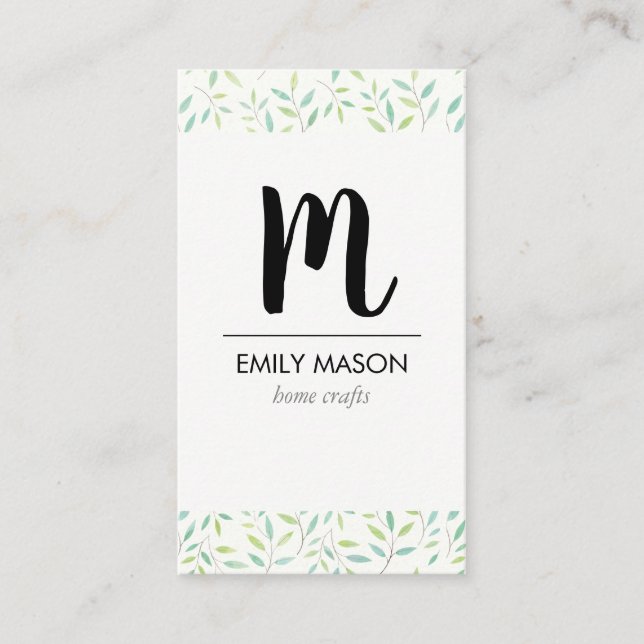 Carte De Visite Monogramme tendance / Feuilles et succursales (Devant)
