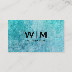 Carte De Visite Monogramme Texture bleue Simple