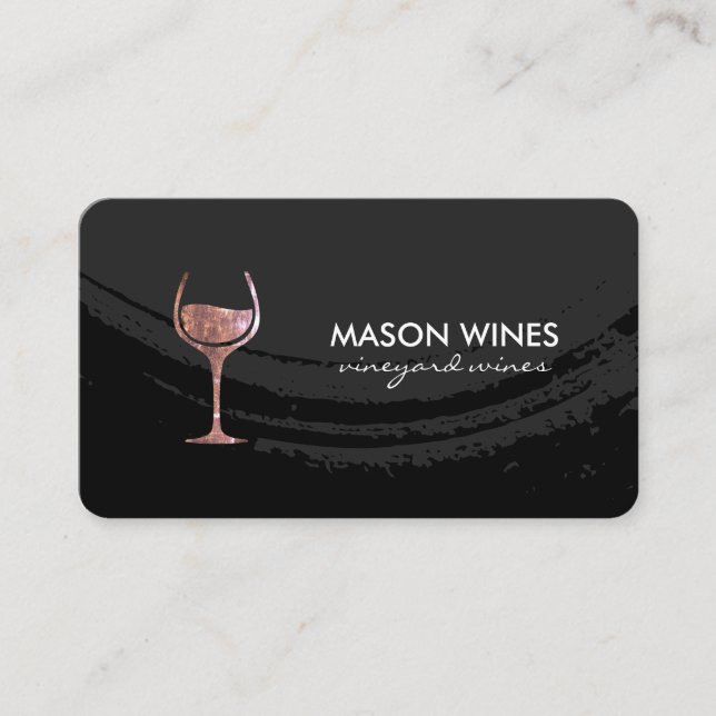 Carte De Visite Monogramme Verre de vin brossé artistique (Devant)