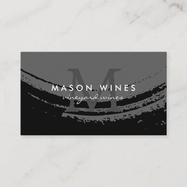 Carte De Visite Monogramme Verre de vin brossé artistique (Devant)