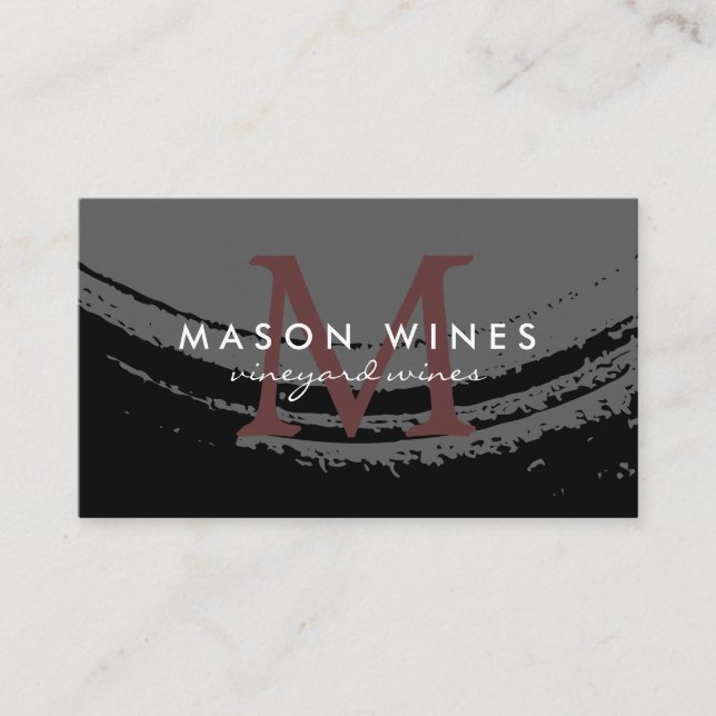 Carte De Visite Monogramme Verre de vin brossé artistique (Devant)