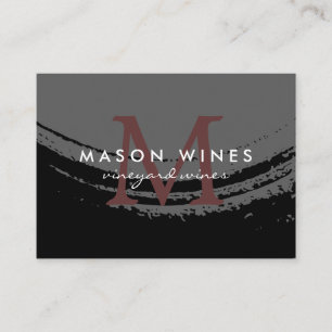 Carte De Visite Monogramme Verre de vin brossé artistique