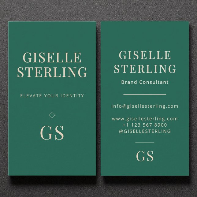 Carte De Visite Monogramme vert émeraude Moderne Élégant minimalis (Créateur téléchargé)