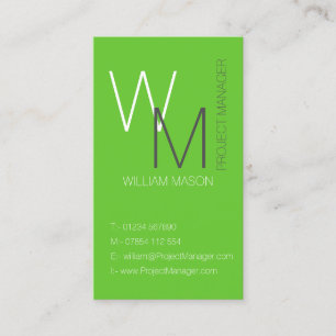 Carte de visite Monogramme vert simple et simple