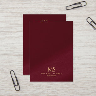 Carte De Visite Monogramme vertical en texte doré épais de luxe pu