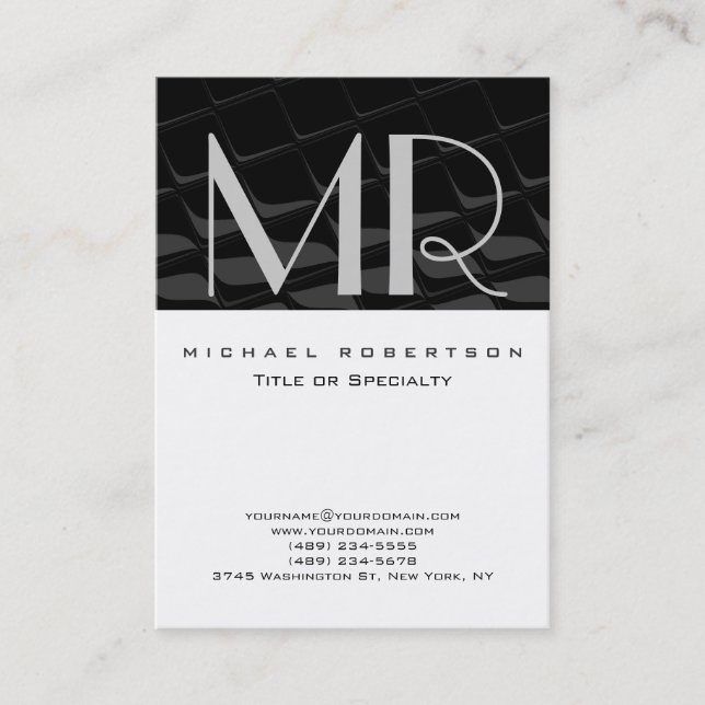 Carte de visite Monogramme vertical Motif Chubby (Devant)
