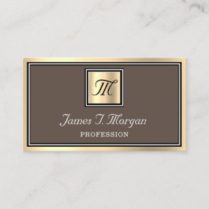 Carte De Visite Monogramme VIP encadré de café doré professionn