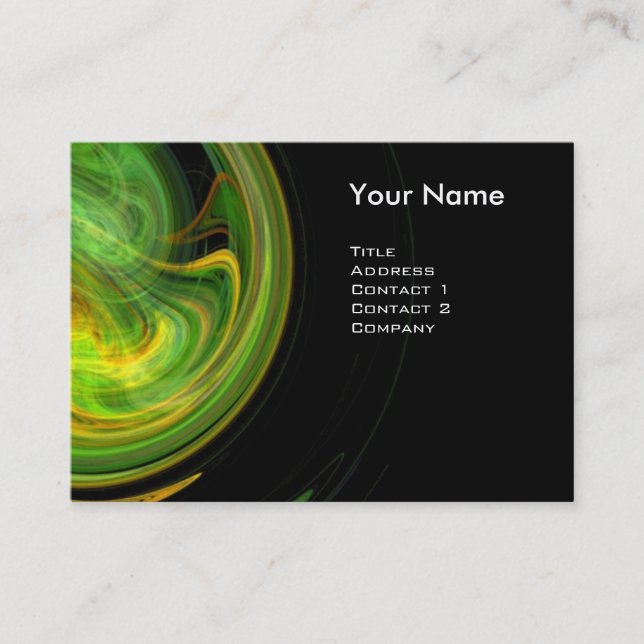Carte De Visite MONOGRAMME VORTEX LUMINEUX Vibrant noir jaune vert (Devant)