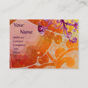 Carte De Visite monogramme WAVES 2, jaune marron violet vif