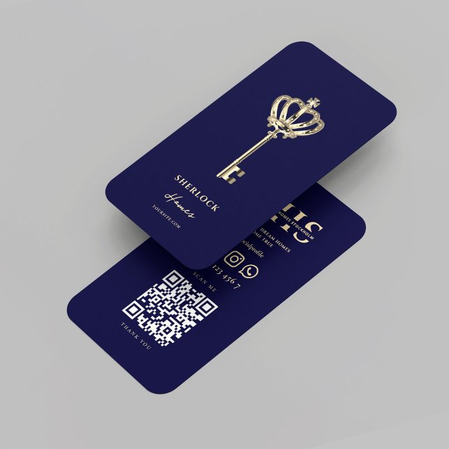 Carte De Visite Monographie immobilière moderne Monogramme Midnigh (Modern Realtor Real Estate Monogram Midnight Blue Business Card
)