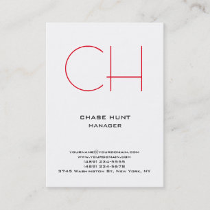 Carte De Visite Monographie moderne minimaliste rouge blanc